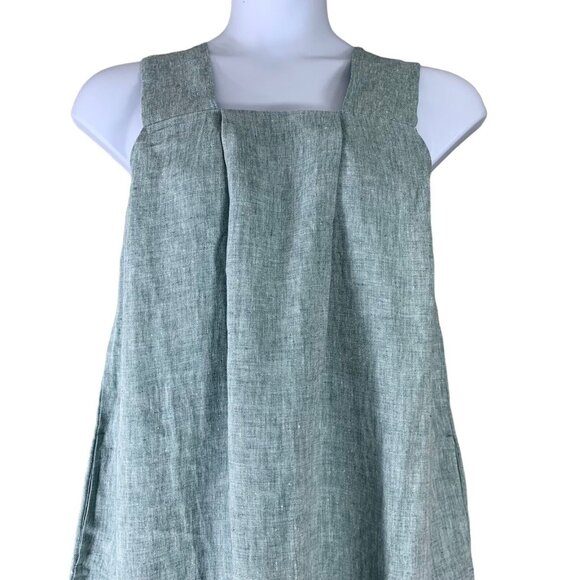 Man in the Studio Dress Size Small 100% Linen Heathered Blue Sleeveless Pockets - Picture 2 of 5